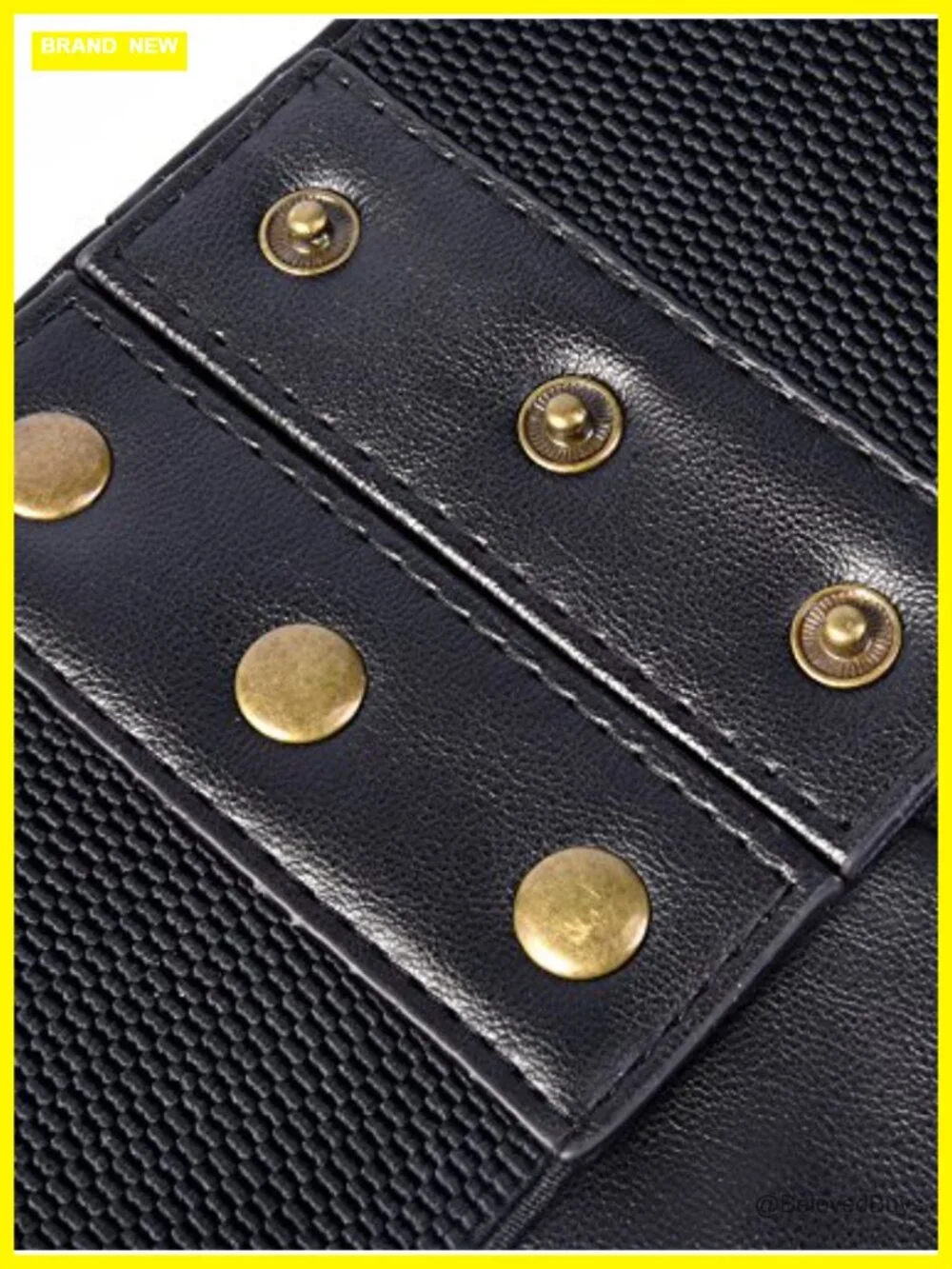 Wide Elastic Leather Corset Waist Belt with Metal Rings for Cosplay